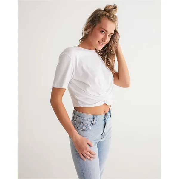 Women's All-Over Print Long Twist-Front Cropped Tee - Women's All-Over Print Long Twist-Front Cropped Tee - Image 6 of 15