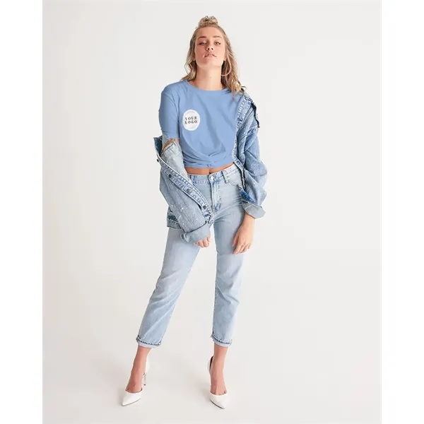 Women's All-Over Print Long Twist-Front Cropped Tee - Women's All-Over Print Long Twist-Front Cropped Tee - Image 11 of 15