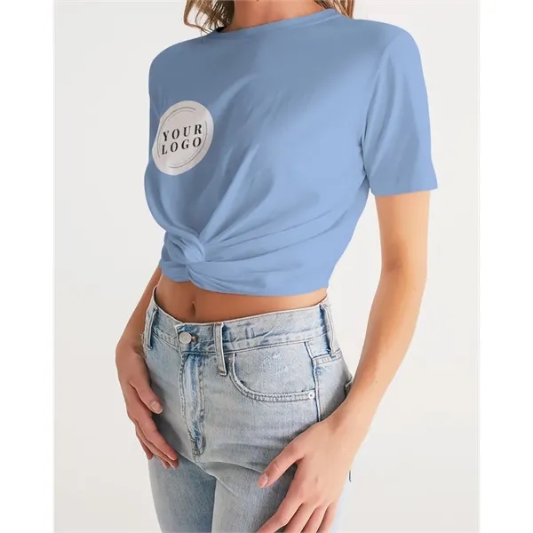 Women's All-Over Print Long Twist-Front Cropped Tee - Women's All-Over Print Long Twist-Front Cropped Tee - Image 14 of 15