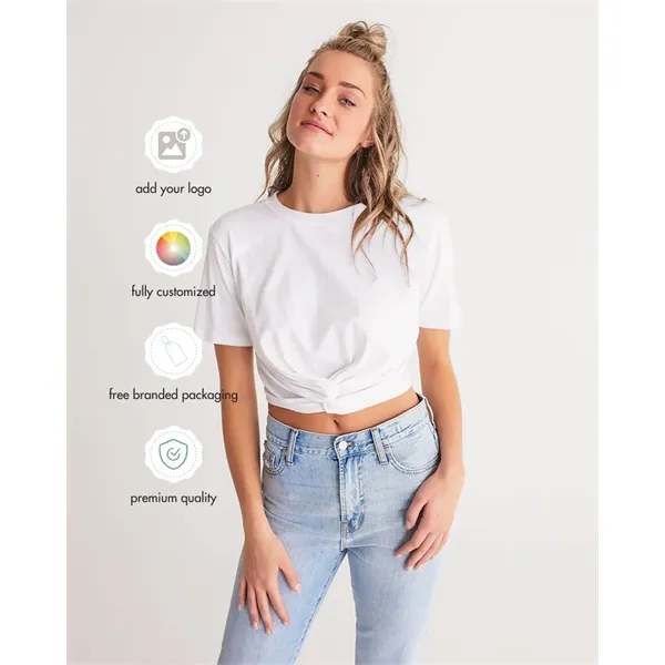 Women's All-Over Print Long Twist-Front Cropped Tee - Women's All-Over Print Long Twist-Front Cropped Tee - Image 0 of 15