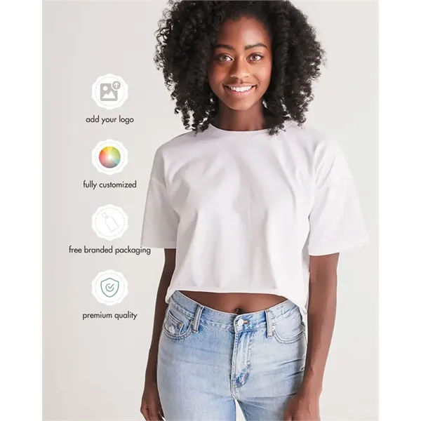 Women's All-Over Print Long Lounge Cropped Tee - Women's All-Over Print Long Lounge Cropped Tee - Image 0 of 13