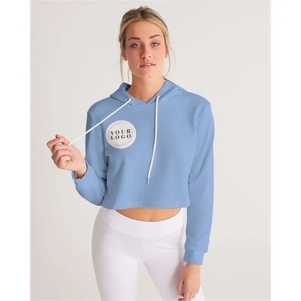 Women's All-Over Print Long Cropped Hoodie - Women's All-Over Print Long Cropped Hoodie - Image 7 of 15