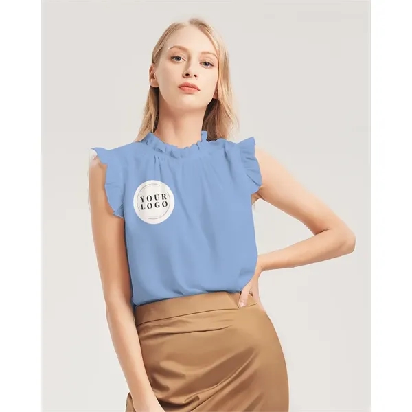 Women's All-Over Print Long Ruffle Sleeve Top - Women's All-Over Print Long Ruffle Sleeve Top - Image 7 of 14