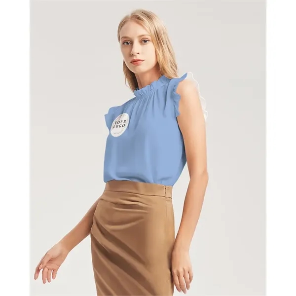 Women's All-Over Print Long Ruffle Sleeve Top - Women's All-Over Print Long Ruffle Sleeve Top - Image 13 of 14
