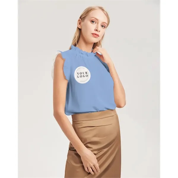 Women's All-Over Print Long Ruffle Sleeve Top - Women's All-Over Print Long Ruffle Sleeve Top - Image 12 of 14
