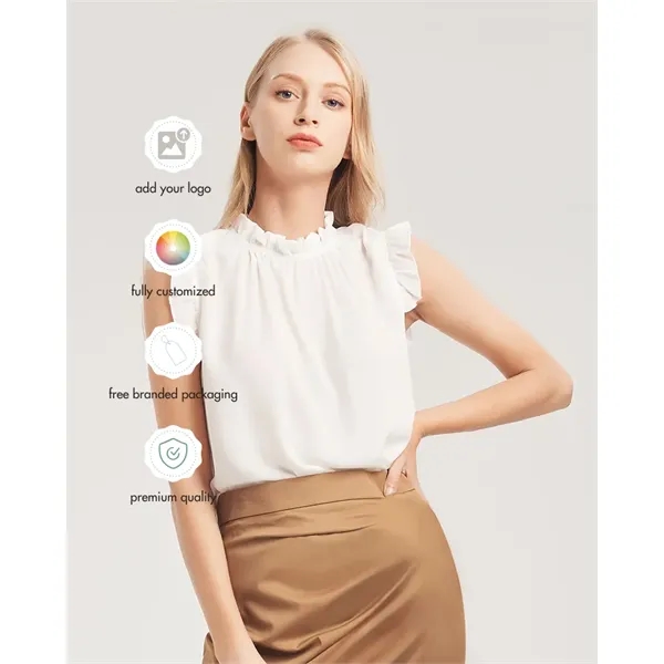 Women's All-Over Print Long Ruffle Sleeve Top - Women's All-Over Print Long Ruffle Sleeve Top - Image 0 of 14