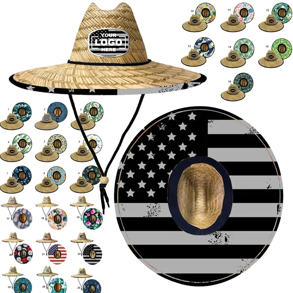 Lifeguard Straw Hat Wide Brim Beach Sun Protection - Lifeguard Straw Hat Wide Brim Beach Sun Protection - Image 0 of 6