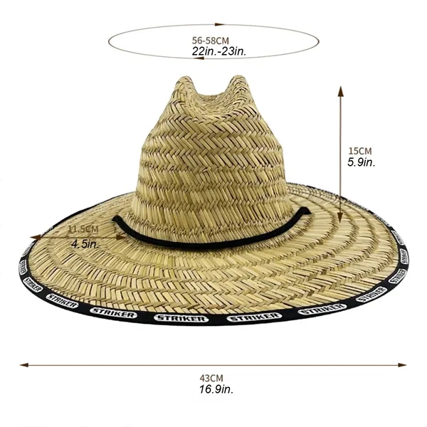 Lifeguard Straw Hat Wide Brim Beach Sun Protection - Lifeguard Straw Hat Wide Brim Beach Sun Protection - Image 1 of 6