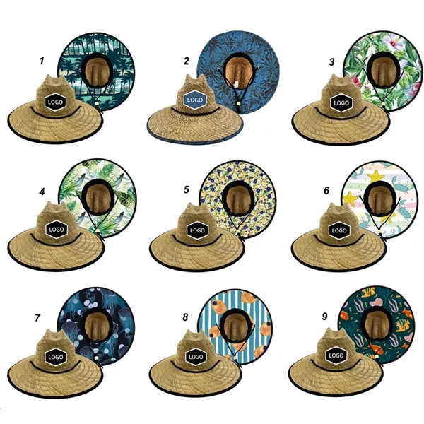 Lifeguard Straw Hat Wide Brim Beach Sun Protection - Lifeguard Straw Hat Wide Brim Beach Sun Protection - Image 4 of 6