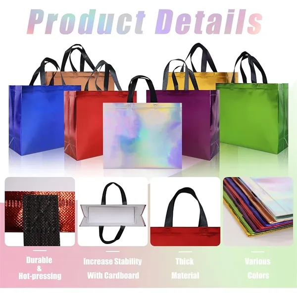 Reusable Iridescent Gift Bags Glossy Tote - Reusable Iridescent Gift Bags Glossy Tote - Image 3 of 6