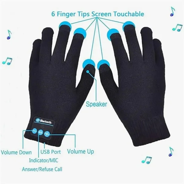 Bluetooth Touchscreen Gloves with Built-In Speaker Control - Bluetooth Touchscreen Gloves with Built-In Speaker Control - Image 3 of 6