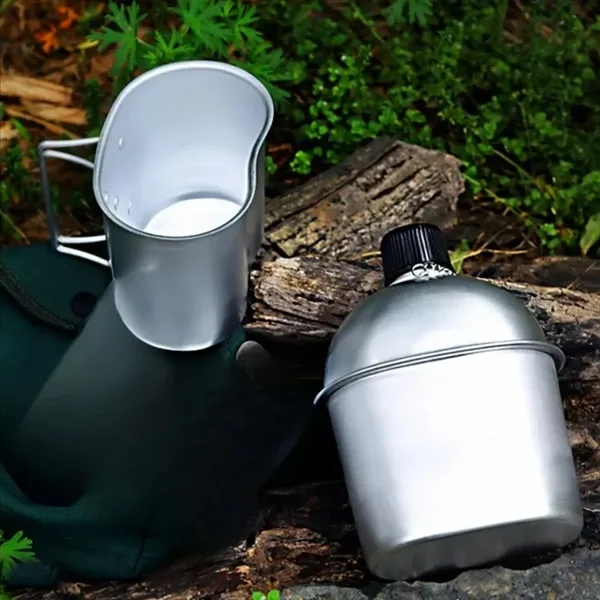 Stainless Steel Canteen Kit with Cup and Carry Pouch - Stainless Steel Canteen Kit with Cup and Carry Pouch - Image 3 of 4