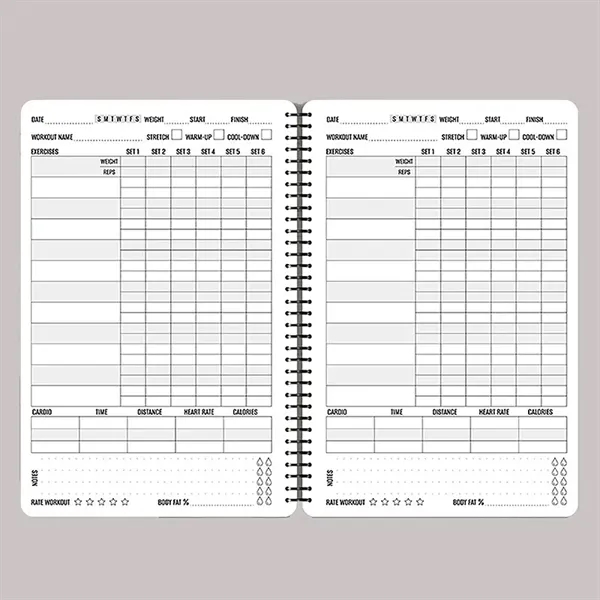 A5 Custom Spiral Bound Paper Fitness Journal Workout Planner - A5 Custom Spiral Bound Paper Fitness Journal Workout Planner - Image 5 of 6