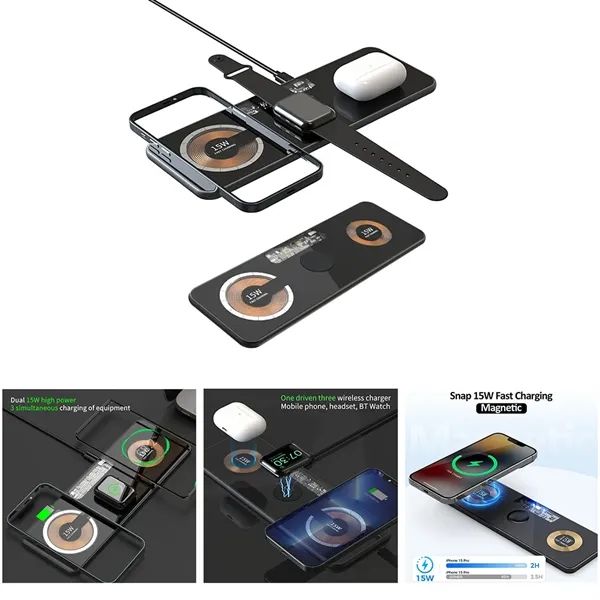 High-tech Style 3-in-1 Fast Wireless Charger Pad - High-tech Style 3-in-1 Fast Wireless Charger Pad - Image 2 of 3