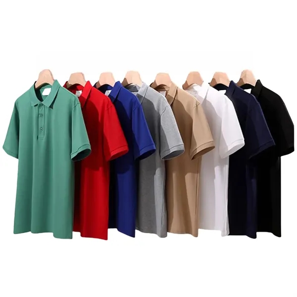 Mercerized Cotton Polo Lapel Short Sleeve Shirt - Mercerized Cotton Polo Lapel Short Sleeve Shirt - Image 2 of 12