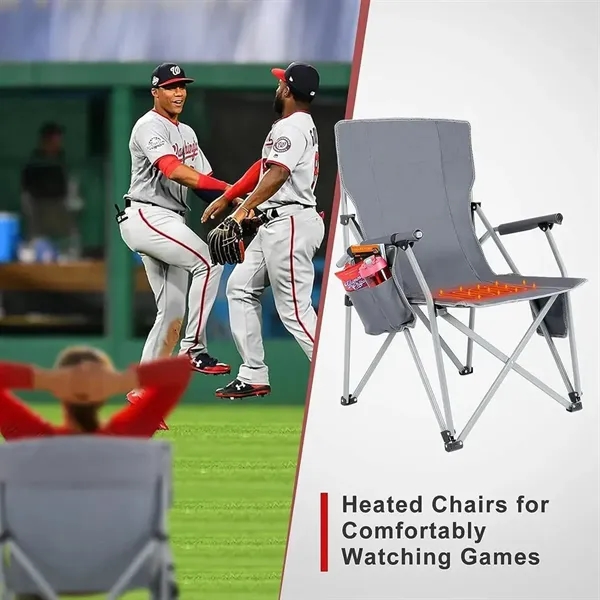 USB Heated Folding Camping Chair with Armrest - USB Heated Folding Camping Chair with Armrest - Image 3 of 6