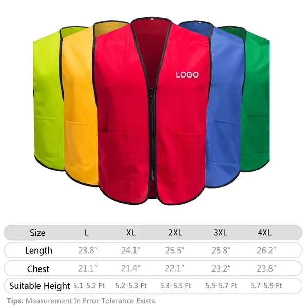 2 Pocket Uniform Volunteer Vest w/Zipper - 2 Pocket Uniform Volunteer Vest w/Zipper - Image 6 of 9