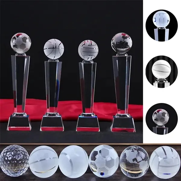Golf/Basketball/Football Crystal Trophy - Golf/Basketball/Football Crystal Trophy - Image 2 of 2