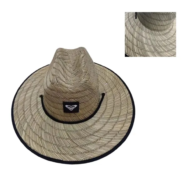 Malabar Hat Fabric Pattern Print Straw Sunhat - Malabar Hat Fabric Pattern Print Straw Sunhat - Image 1 of 2