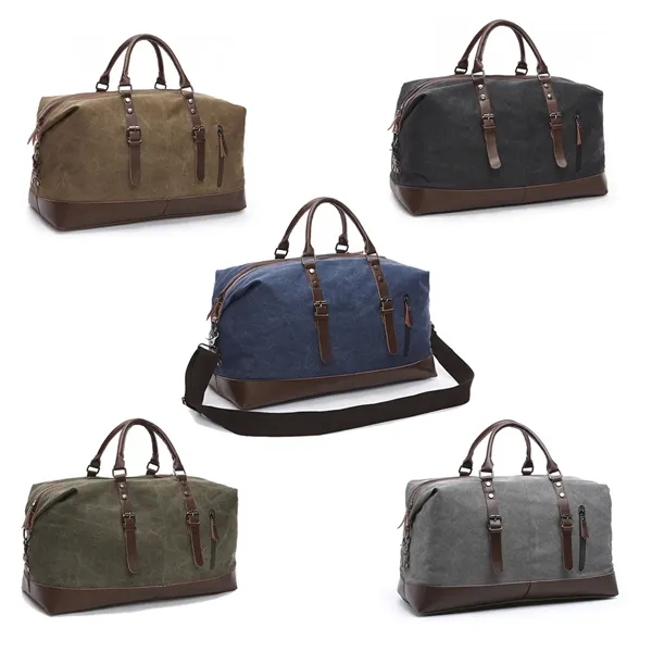 Large Canvas Travel Tote Duffel Shoulder Handbag - Large Canvas Travel Tote Duffel Shoulder Handbag - Image 2 of 3