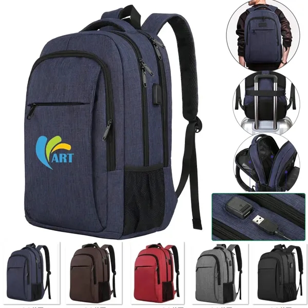 Large Travel Laptop Backpack with USB port - Large Travel Laptop Backpack with USB port - Image 0 of 5