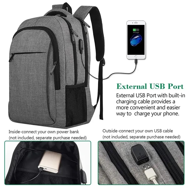 Large Travel Laptop Backpack with USB port - Large Travel Laptop Backpack with USB port - Image 1 of 5