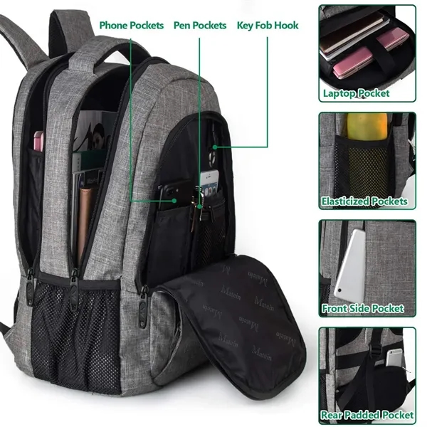 Large Travel Laptop Backpack with USB port - Large Travel Laptop Backpack with USB port - Image 2 of 5
