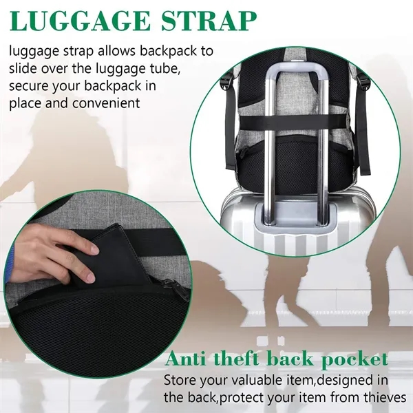 Large Travel Laptop Backpack with USB port - Large Travel Laptop Backpack with USB port - Image 3 of 5