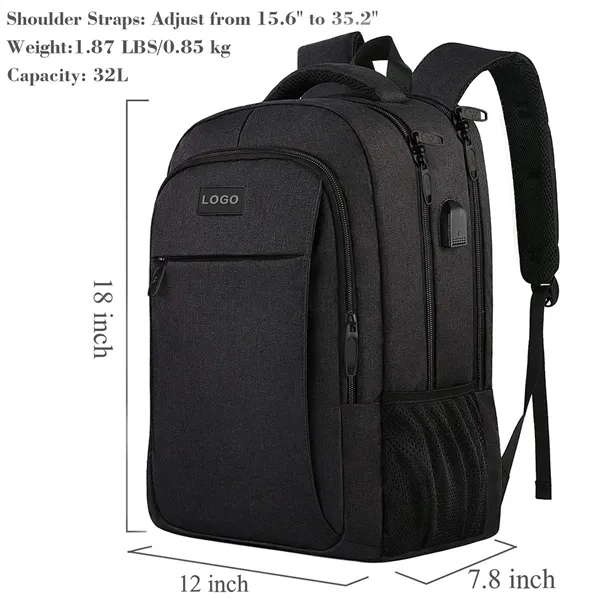 Large Travel Laptop Backpack with USB port - Large Travel Laptop Backpack with USB port - Image 4 of 5