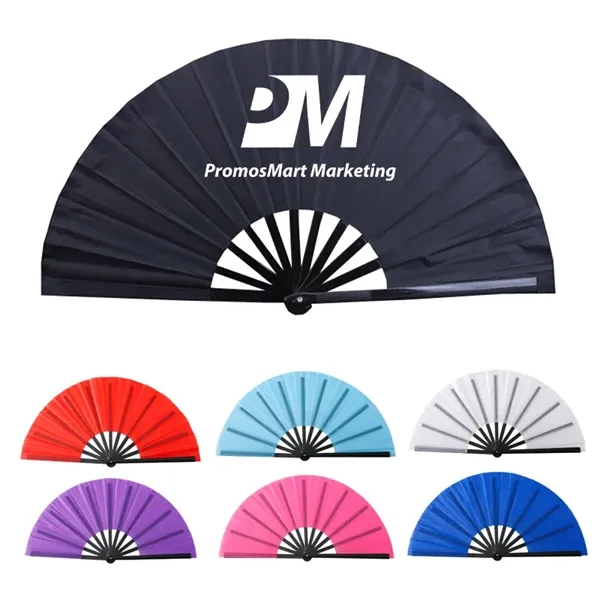 Large Folding Fabric Hand Fans Performance Kung Fu Fan - Large Folding Fabric Hand Fans Performance Kung Fu Fan - Image 0 of 2