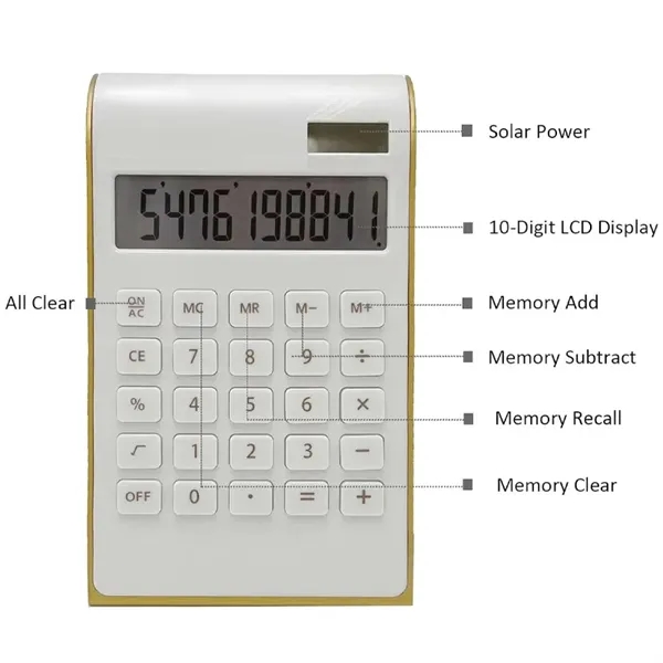10 Digits Dual Powered Slim Desktop Calculator - 10 Digits Dual Powered Slim Desktop Calculator - Image 1 of 3