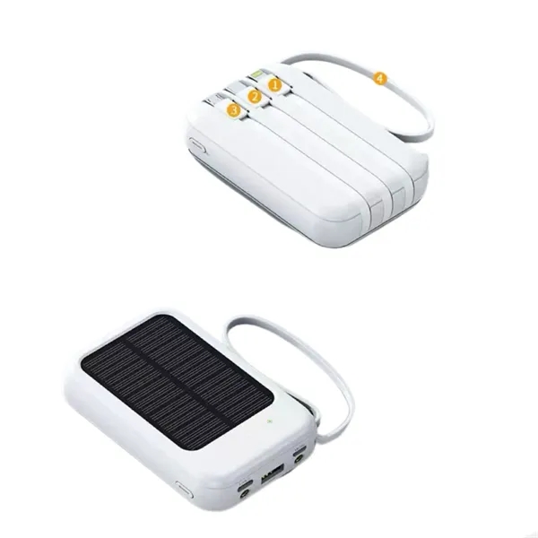 20000mAh Portable Solar Power Bank Charger Built-in Cables - 20000mAh Portable Solar Power Bank Charger Built-in Cables - Image 2 of 3