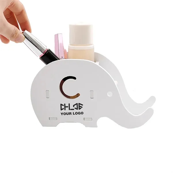Elephant Shaped Wooden Plastic Pen Holder with Phone Stand - Elephant Shaped Wooden Plastic Pen Holder with Phone Stand - Image 0 of 1