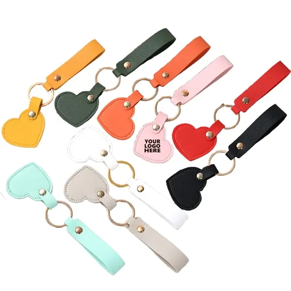 Personalized Heart-Shaped Leather Keychain - Personalized Heart-Shaped Leather Keychain - Image 0 of 9