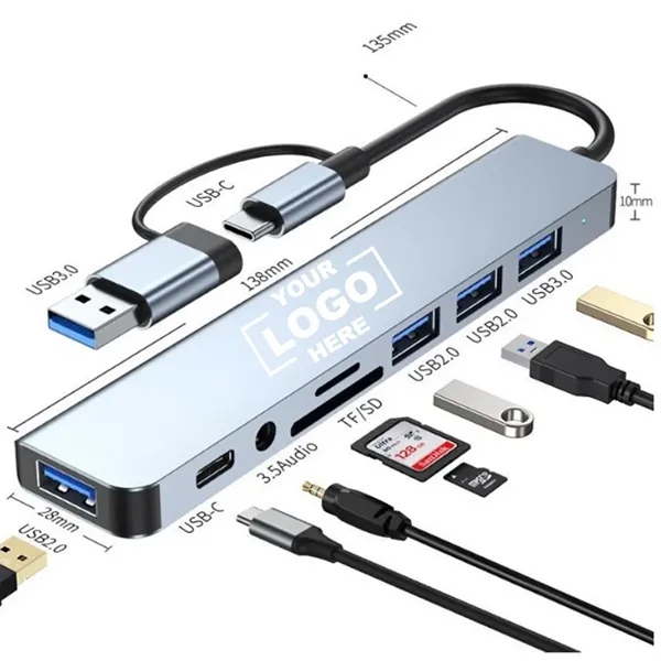 8-in-1 USB-C Hub with Aluminum and USB Ports - 8-in-1 USB-C Hub with Aluminum and USB Ports - Image 0 of 2
