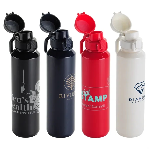 Switchback 27 oz RPET Bottle with Snap-Top Lid & Carabiner - Switchback 27 oz RPET Bottle with Snap-Top Lid & Carabiner - Image 0 of 4