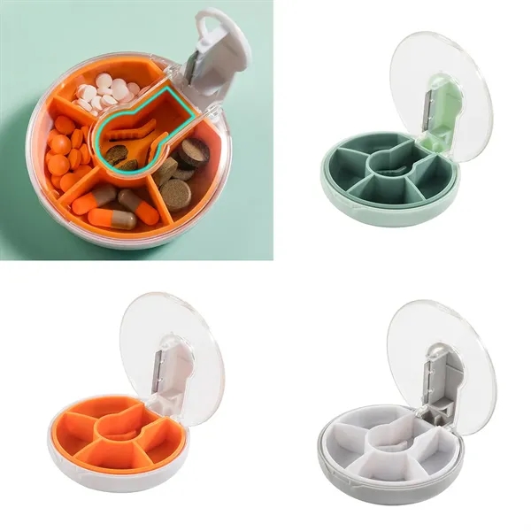 Round Shape Plastic Medical Capsule Pill Box W/ blade - Round Shape Plastic Medical Capsule Pill Box W/ blade - Image 1 of 1