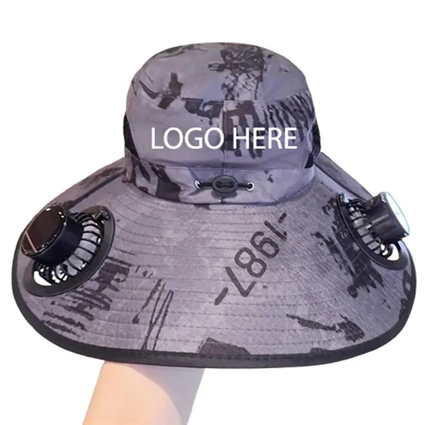 Wide Brim Hat with Solar Powered Rechargeable Fans - Wide Brim Hat with Solar Powered Rechargeable Fans - Image 0 of 5