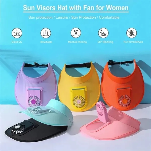 Sun Visors Hat with Fan for Women - Sun Visors Hat with Fan for Women - Image 4 of 4