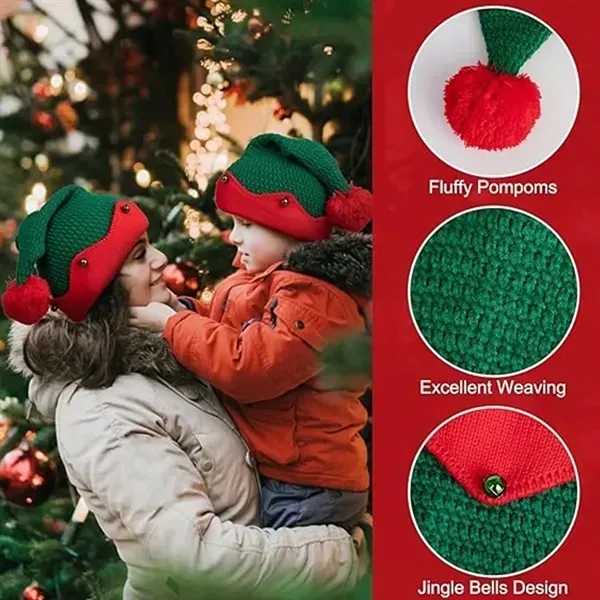 Knitted Beanie Crochet Knit Christmas Cap - Knitted Beanie Crochet Knit Christmas Cap - Image 3 of 4