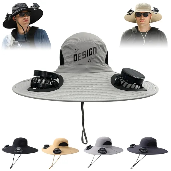 Sun Hat with 2 Solar Fan - Sun Hat with 2 Solar Fan - Image 0 of 7