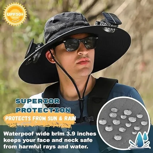 Sun Hat with 2 Solar Fan - Sun Hat with 2 Solar Fan - Image 2 of 7