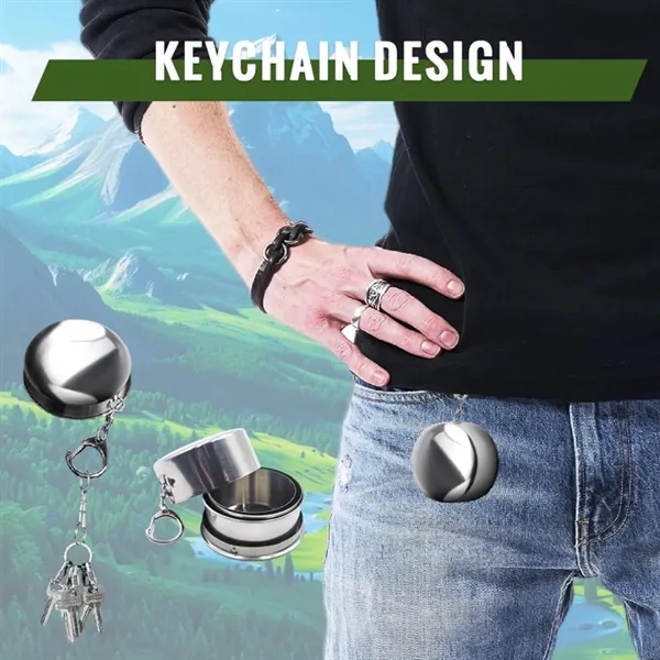 5oz Stainless Steel Folding Camping Cup - 5oz Stainless Steel Folding Camping Cup - Image 2 of 3