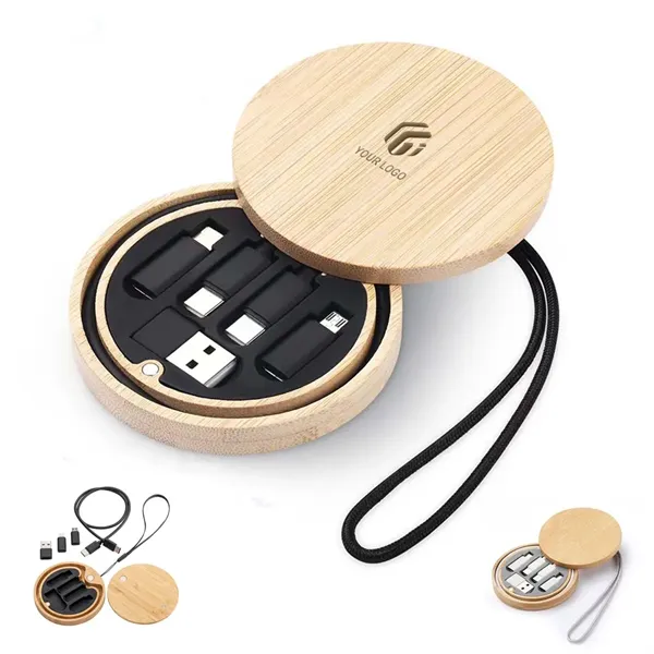 Travel usb charging cable adapter kit with wooden case - Travel usb charging cable adapter kit with wooden case - Image 0 of 4