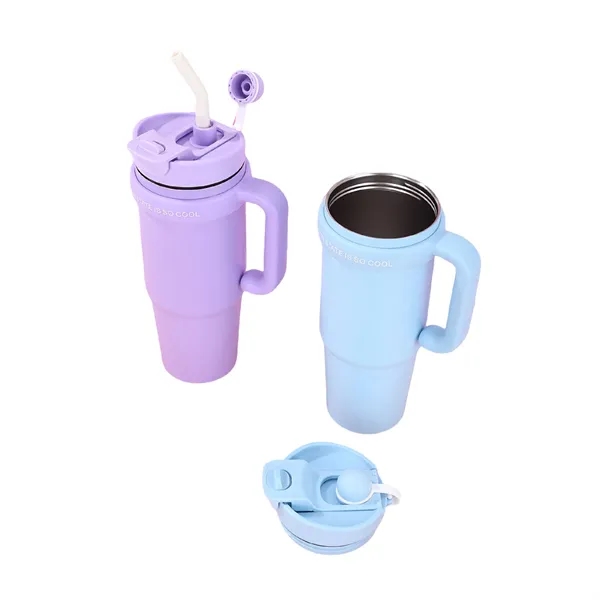 30 Oz Insulated Drinkware with Straw - Stylish Travel Mug - 30 Oz Insulated Drinkware with Straw - Stylish Travel Mug - Image 2 of 5