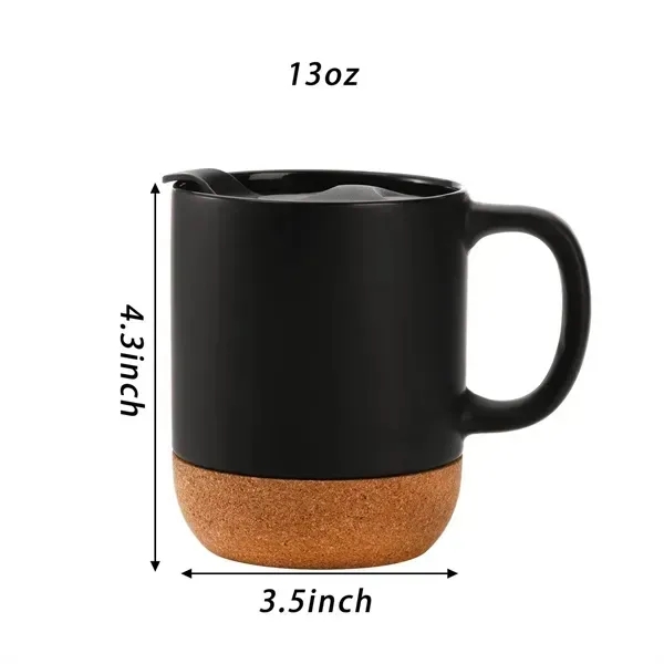 13.5oz Ceramic Coffee Mugs with Cork Bottom and Lid - 13.5oz Ceramic Coffee Mugs with Cork Bottom and Lid - Image 1 of 4