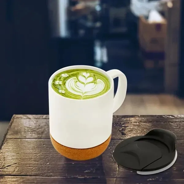 13.5oz Ceramic Coffee Mugs with Cork Bottom and Lid - 13.5oz Ceramic Coffee Mugs with Cork Bottom and Lid - Image 3 of 4