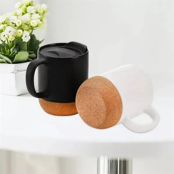 13.5oz Ceramic Coffee Mugs with Cork Bottom and Lid - 13.5oz Ceramic Coffee Mugs with Cork Bottom and Lid - Image 4 of 4