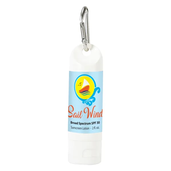 2 Oz. SPF 30 Sunscreen Lotion Carabiner Bottle - 2 Oz. SPF 30 Sunscreen Lotion Carabiner Bottle - Image 0 of 2