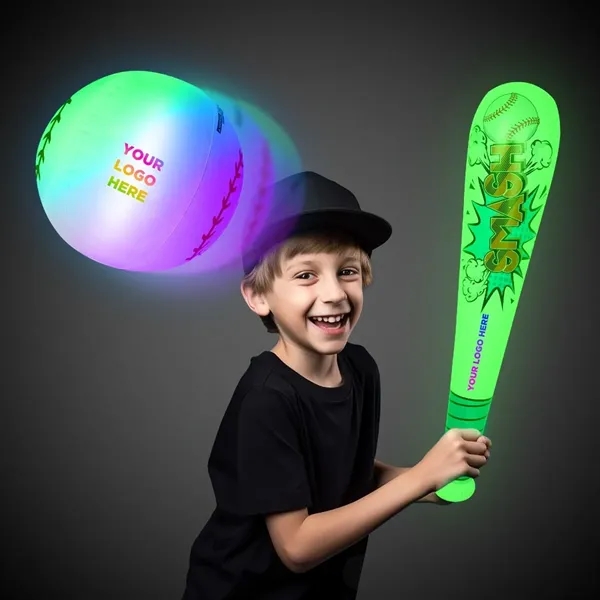 Light Up Bat and Baseball Inflatable Set(imprintable) - Light Up Bat and Baseball Inflatable Set(imprintable) - Image 0 of 7